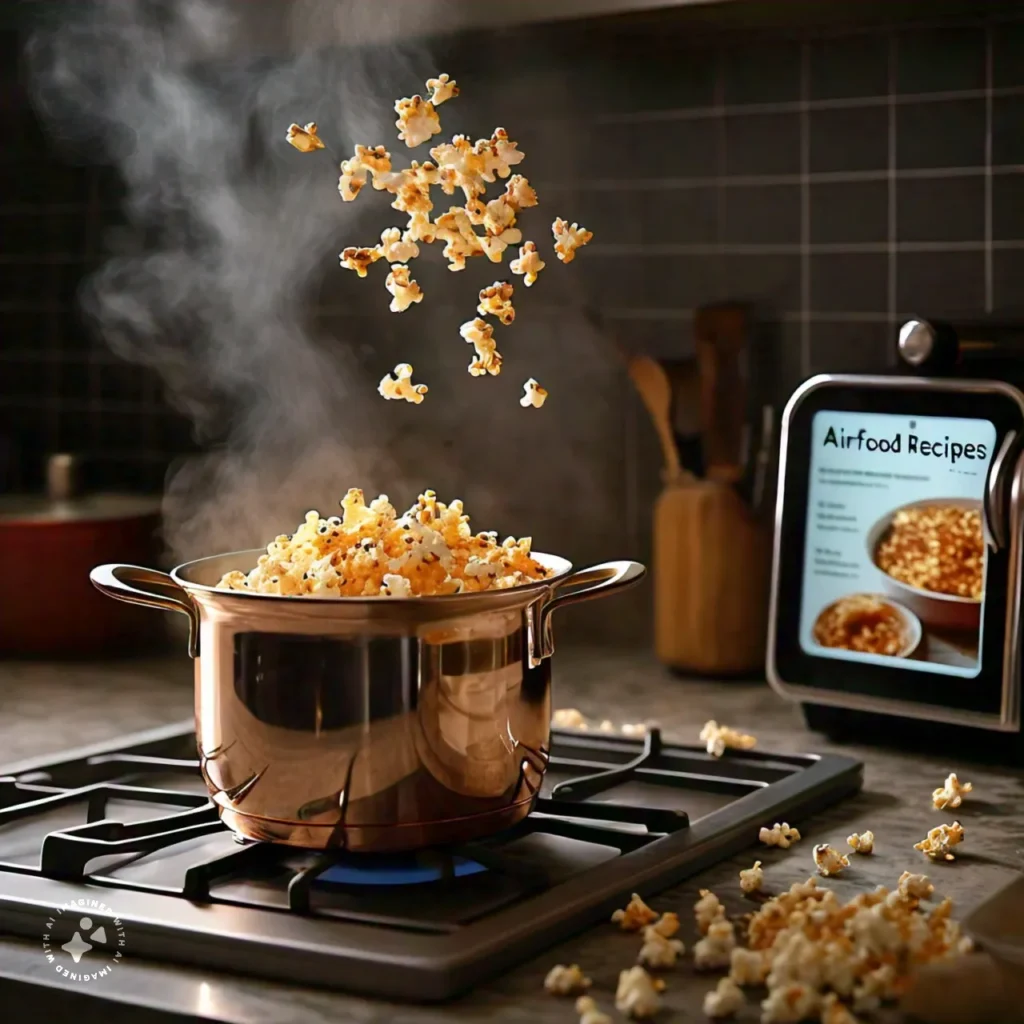 Airfood recipes, crispy, oil-free, hot air cooking method, step-by-step guide, popcorn, snack